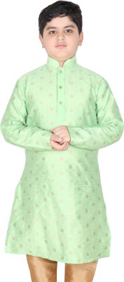 SG YUVRAJ Boys Floral Print Straight Kurta(Dark Green)