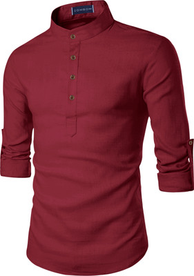 Fifth U Men Solid Flared Kurta(Maroon)