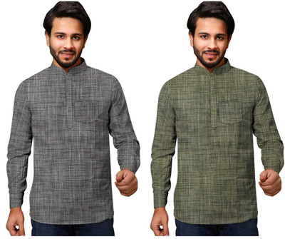 Priya Enterprises Men Self Design A-line Kurta(Grey)