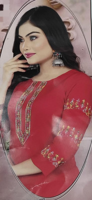 Shalini Women Embellished, Embroidered A-line Kurta(Red)