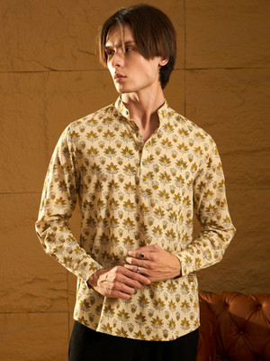 DENNISON Men Printed Straight Kurta(Beige)