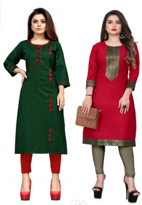 Maa Meladi Creation Women Self Design, Woven Design Straight Kurta(Multicolor)