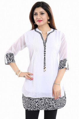 Meher Impex Women Solid A-line Kurta(White)