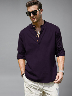 Vida Loca Men Solid Straight Kurta(Purple)