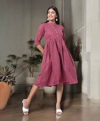 VIMCOTT Women Striped A-line Kurta(Multicolor)