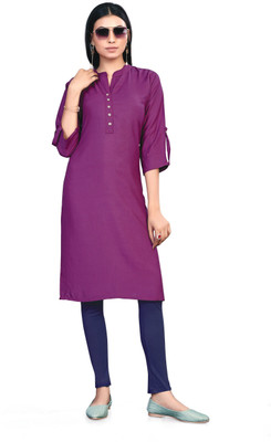 JASHIKTHA INDUSTRIES Women Solid A-line Kurta(Purple)
