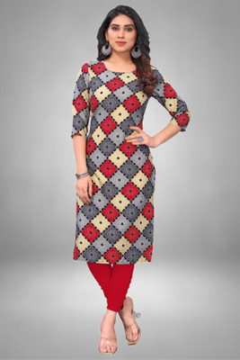 HouseOfCommon Women Printed Straight Kurta(Grey)