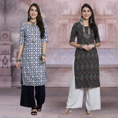 Moda Rapido Women Printed Straight Kurta(Multicolor)
