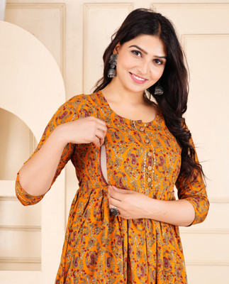BQWOMEN Women Paisley Anarkali Kurta(Multicolor)