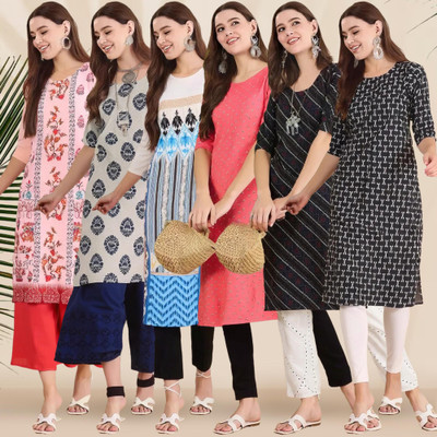 1 Stop Fashion Women Printed Straight Kurta(Multicolor)