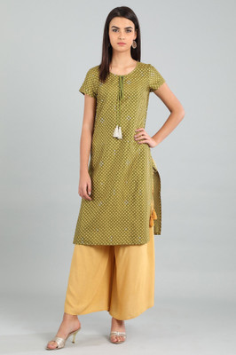 Aurelia Women Printed A-line Kurta(Green)