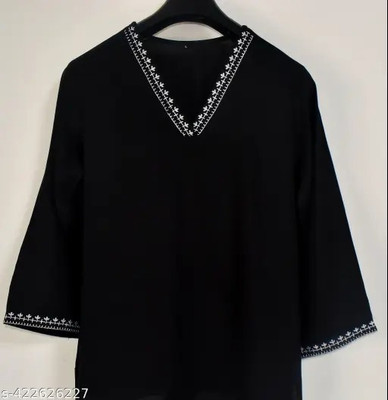 Udhay Women Printed A-line Kurta(Black)