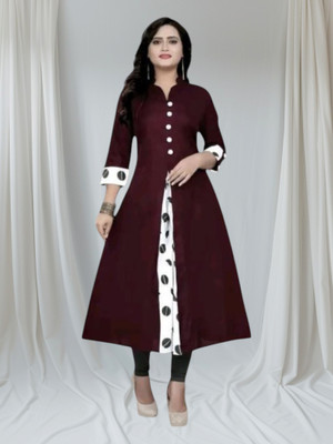 U Creationm Women Printed Anarkali Kurta(Maroon)