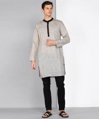 KUONS AVENUE Men Solid Straight Kurta(Grey)