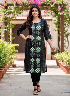 SHREELAXMI collection Women Solid, Embroidered A-line Kurta(Black)