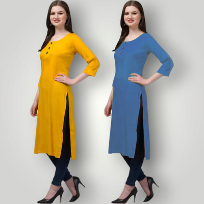 Coft Women Solid Straight Kurta(Multicolor)