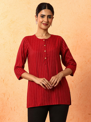 Jaipur Kurti Women Printed A-line Kurta(Maroon)