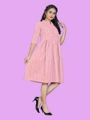 Rangrasiya Texc Women Printed Anarkali Kurta(Pink)