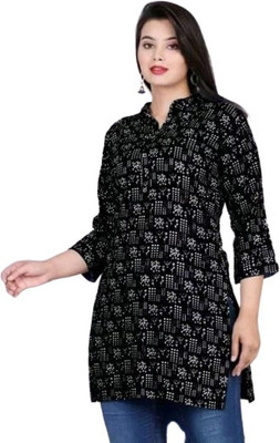 MEWEAR Women Printed A-line Kurta(Black)