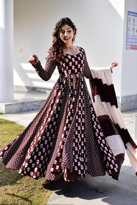 HouseOfCommon Women Printed Anarkali Kurta(Multicolor)