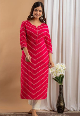 SHRI VINAYAK FASHION Women Printed Straight Kurta(Pink)