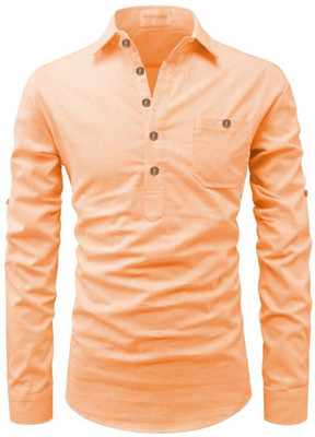 Amrit Trending Men Solid Ethnic Dress Kurta(Orange)