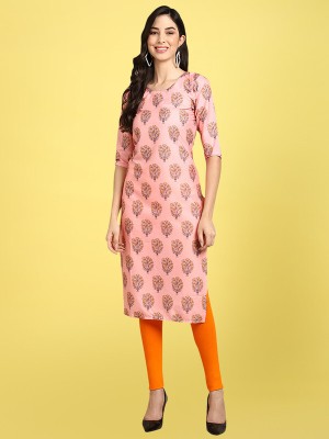1 Stop Fashion Women Printed Straight Kurta(Brown, Yellow, Pink)
