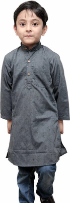 Asmi Boys Solid Straight Kurta(Grey)