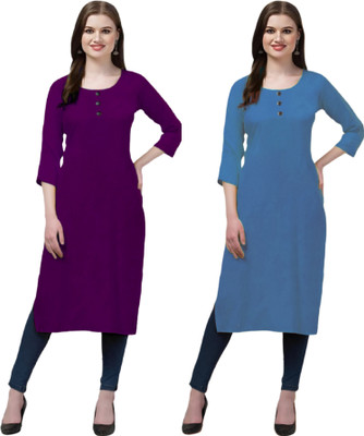 Coft Women Solid Straight Kurta(Multicolor)