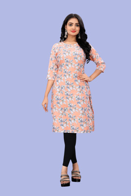 STYLESTATEMENT Women Printed Straight Kurta(Orange)