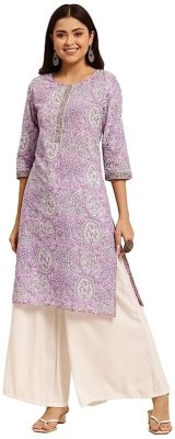 GANESHREADYMAD Women Solid, Self Design Straight Kurta(Purple)