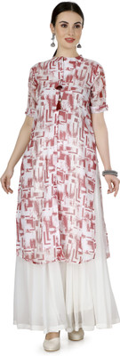 Iriswomen Women Printed Straight Kurta(Red)