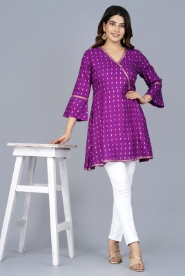 AUTHWA Casual Printed Women Purple Top