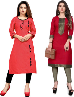 Maaa Meladi CreationS Women Self Design, Woven Design Straight Kurta(Multicolor)