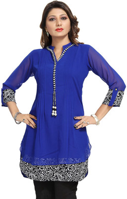 Meher Impex Women Solid A-line Kurta(Blue)