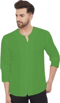 COSLETIC Men Solid Straight Kurta(Green)