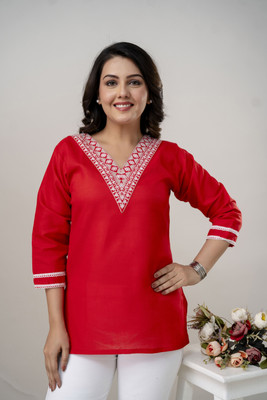 VIRANCHI Women Embroidered, Solid Straight Kurta(Multicolor)