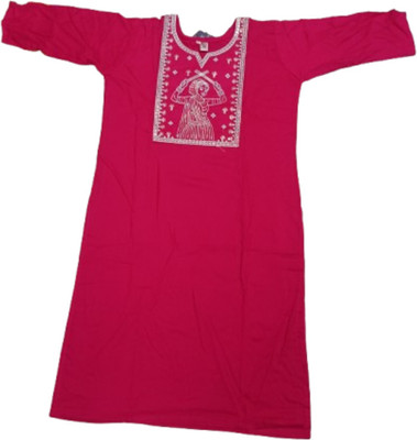 Nasiya Traders Women Embellished, Embroidered A-line Kurta(Pink)