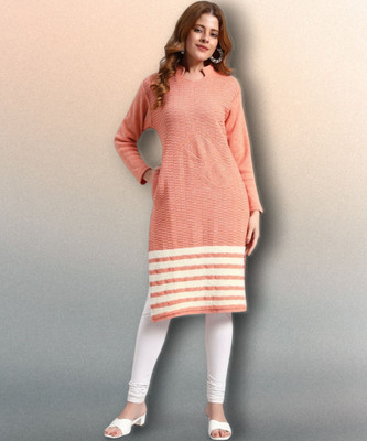 ZEPPI Women Self Design Straight Kurta(Pink)