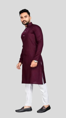 VINAARI Men Solid A-line Kurta(Purple)