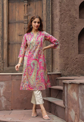 LILYSDEN Women Paisley Pakistani Kurta(Red)