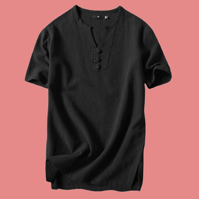 SuperTrend Men Printed Straight Kurta(Black)