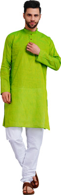 MALAXMITEXTILE Men Solid A-line Kurta(Green)