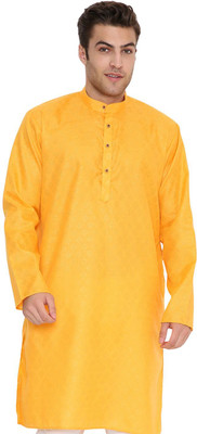 MAHARAJA Men Self Design Straight Kurta(Yellow)