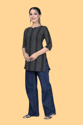 Rangrasiya Creation Casual Striped Women Grey Top