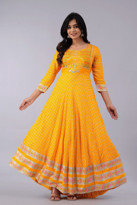 Well style Women Printed Anarkali Kurta(Multicolor)