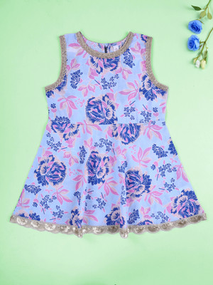 KiddoPanti Girls Printed A-line Kurta(Multicolor)