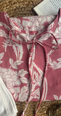 SCE Women Floral Print Straight Kurta(Pink)
