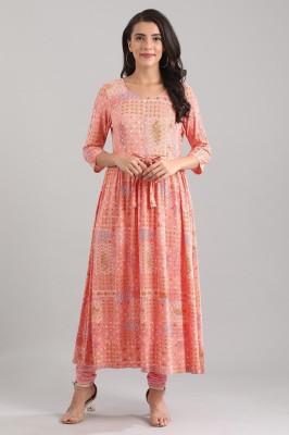 Aurelia Women Self Design A-line Kurta(Pink)