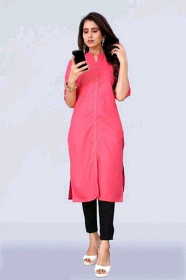 ECOCHOICECOMPANY Women Solid A-line Kurta(Pink)